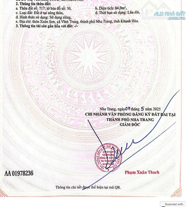 Bán lô đất đường Xuân Sơn , Vĩnh Trung gần đường D30 , Nha Trang. Giá 2.8 Tỷ - 3