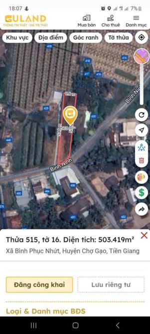 ĐẤT MẶT TIỀN – GIÁ TỐT  – CHÍNH CHỦ CẦN BÁN tại Đường Bình Ninh, xã Phục Nhứt, Chợ Gạo. - 7