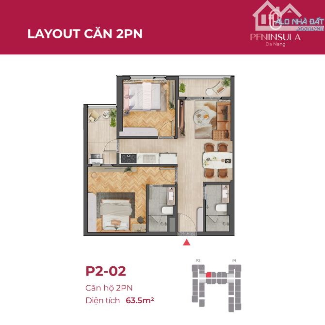 Chủ cần bán căn hộ 2PN 63.6m2 Peninsula, mặt tiền sông Hàn, trung tâm Đà Nẵng - 7