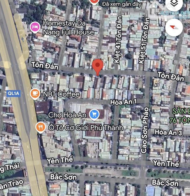 🔥 Đất mặt tiền Tôn Đản . Hoà An - Diện tích đất 75 m2 . Ngang 5m  - Khu đông dân cư, d