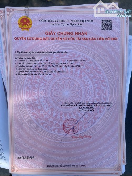 Đất nhánh Dx002 Phú Mỹ(cách 30m). Dt 5x24 có 100mtc giá 2tỷ468