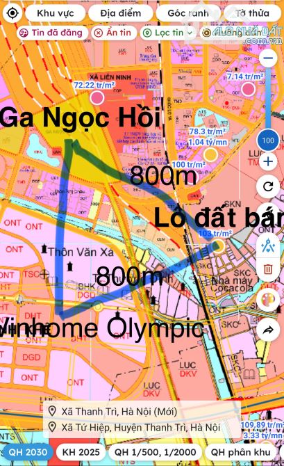 Bán đất phân lô đấu giá Ngọc Hồi- Ga Ngọc Hồi- Vinhomes Olympic