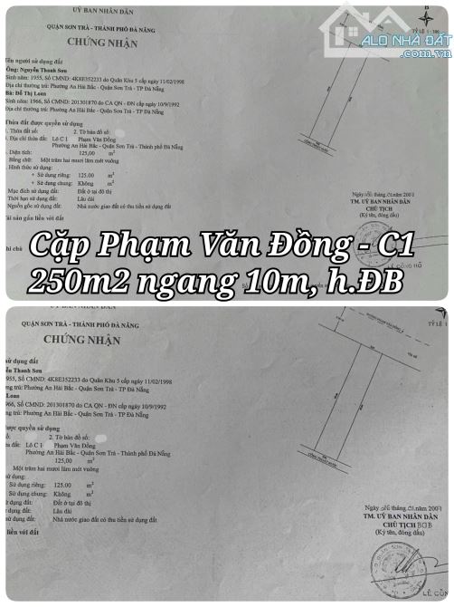 Bán cặp đất Biển MT Phạm Văn Đồng , 250m2 ngang 10m sát Biển - giá tốt - 1