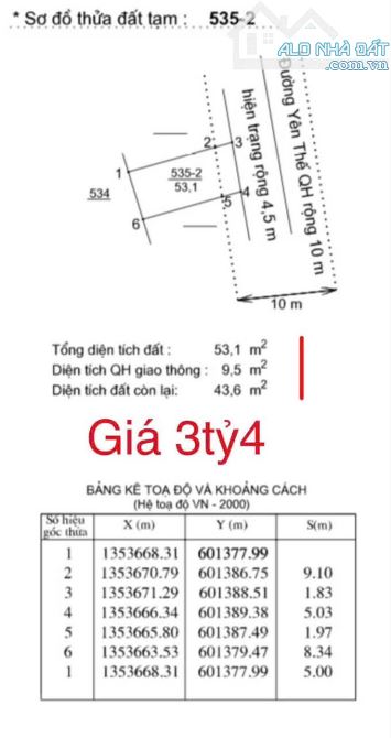 Lô đất MT đường YÊN THẾ, TTTP NHA TRANG, 49,5m2, ngang 5m, giá 3,2 tỷ. - 1