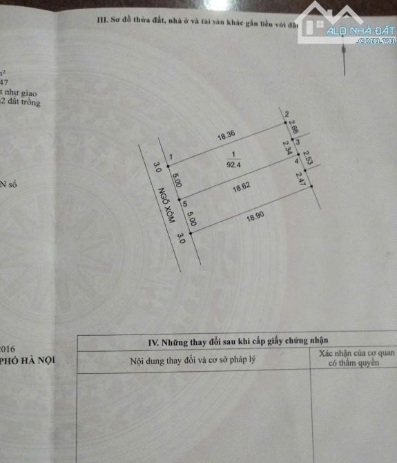 cc gửi bán 92,4m full xã hoàng diệu sát đường máng 7 ô tô vào tận đất