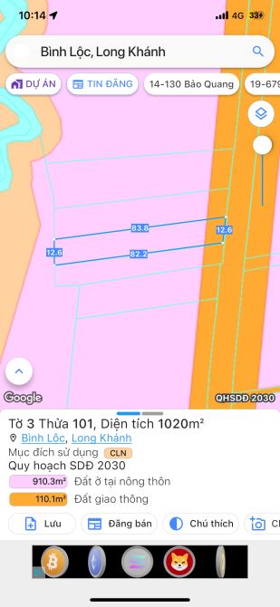 Bán gấp lô đất mặt tiền nhựa Bình Lộc - Tín nghĩa 1000m2