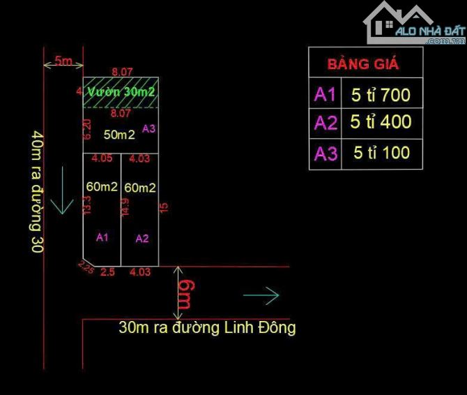 Bán 3 lô đất siêu đẹp gần 4S Linh Đông, Sát Vành Đai 2 Giá 5,1 tỷ /80m2