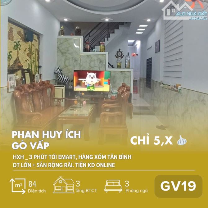 [GV19] Nhà Đẹp Phan Huy Ích, Gò Vấp – 4x26m, HXH, Sân Rộng, Gần Emart – Chỉ 5,x T.ỷ!