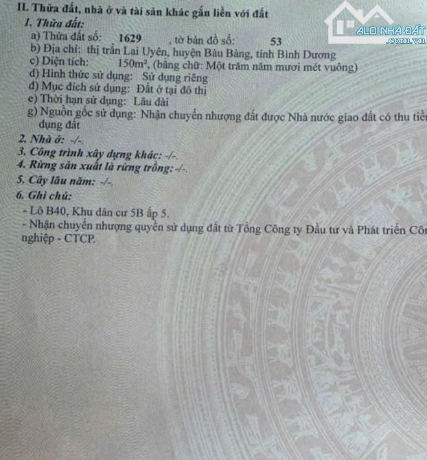 MUA BÁN NHÀ ĐẤT TT.LAI UYÊN, BÀU BÀNG DT:5x20, TC100%, SHR, 2,350 TỶ - 1