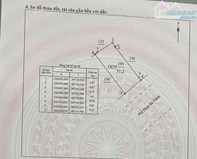 Bán đất mặt đường phan bá vành mặt tiền 4,8m giá 4 tỷ 850 - 1