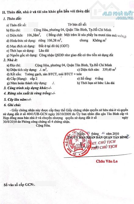 BÁN NHÀ HẺM 10M CỘNG HOÀ 5X21 NGAY VÒNG XOAY LĂNG CHA CẢ-CV HOÀNG VĂN THỤ CHỈ 17,6TỶ - 1
