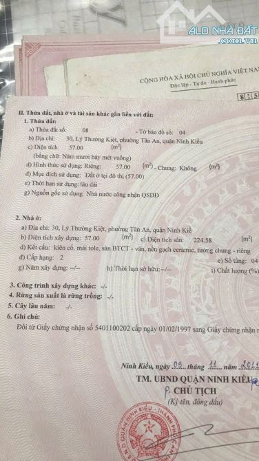 NHÀ 2 LẦU MẶT TIỀN ĐƯỜNG LÝ THƯỜNG KIỆT , CÁCH BẾN NINH KIỀU 100M - 1