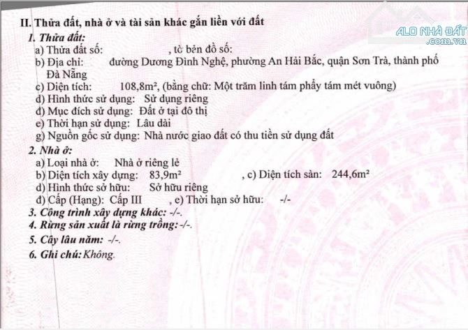 Bán nhà 3 tầng 109m2 đường Dương Đình Nghệ, Sơn Trà giá chỉ 13.5 tỷ.