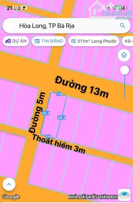 🅰️Bán Lô Góc Biệt Thự 3 Mặt Tiền Lan Anh 2 Hòa Long tp Bà Rịa. Giá 1.35 tỷ