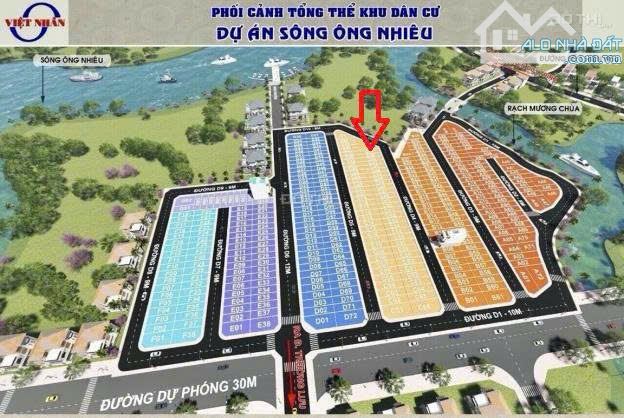 "Bán lô đất mặt tiền đường 1 dự án sông ông nhiêu Giá 3,550 tỷ / 65m2 - 1