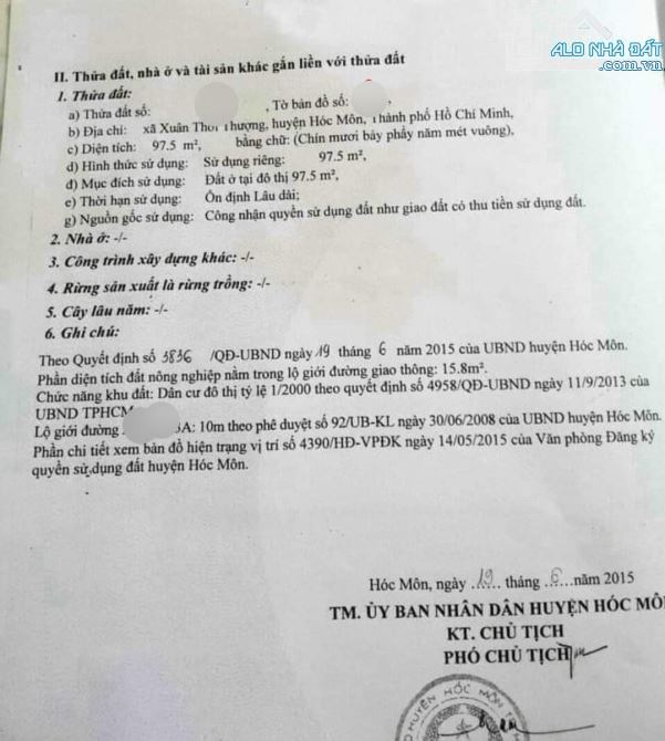 BÁN LÔ ĐẤT NGÀY CHỢ  XUÂN THỚI THƯỢNG 85M2 GIÁ 1TY890 , SỔ HỒNG RIÊNG - 3
