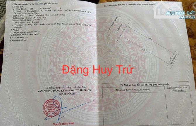 Bán đất đường 7,5m đường Đặng Huy Trứ, Hòa Minh, Liên Chiểu Đà Nẵng. Giá 4.940 tỷ TL