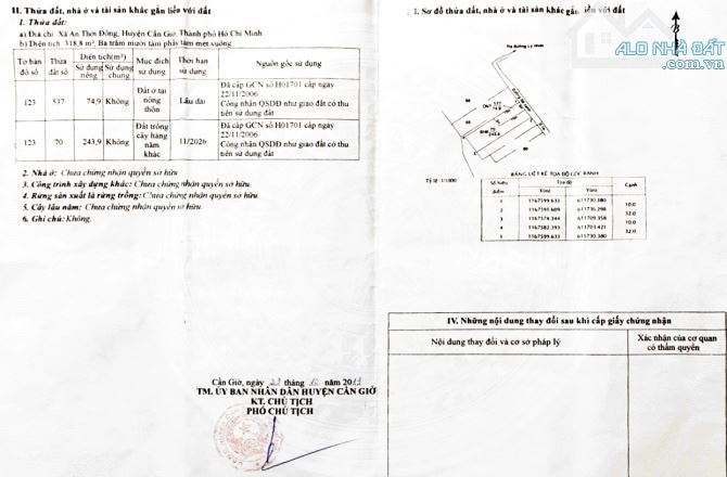 Cần bán lô đất ở xã an thới đông huyện cần giờ tphcm