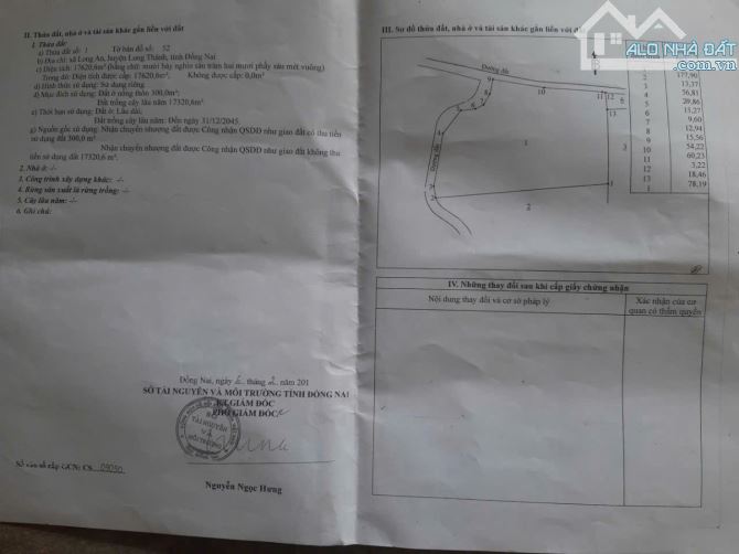 1,7 hecta có 300m2 thổ cư, 2 mặt tiền đường nhựa trước sân bay Long Thành, Đồng Nai