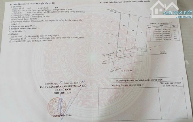 Bán lô đất mặt Lý Nhơn, x.An Thới Đông, Cần Giờ: 18 x 92, giá 5,7 tỷ