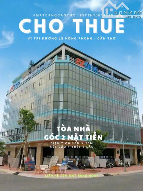Cho thuê TÒA NHÀ,Dtsd 2.000m2 Trung tâm Quận Bình Thủy Cần Thơ