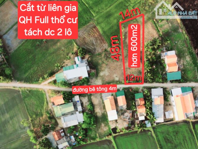 Cần bán đất Ninh Xuân - TX Ninh Hòa hơn 600m2 mà giá chỉ 480 triệu, có thể tâch được 2 lô - 1