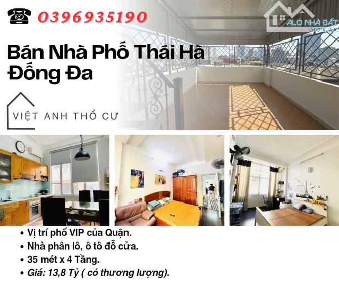 Bán nhà Phố Thái Hà, Nhà Phân Lô, Ngõ Ô Tô Tránh, 35mx4T, Giá: 13.8 Tỷ.