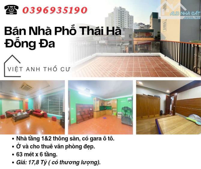 Bán nhà Phố Thái Hà, Ngõ To Như Phố, Nhà Hai Mặt Ngõ, 63mx6T, Giá: 17.8 Tỷ.