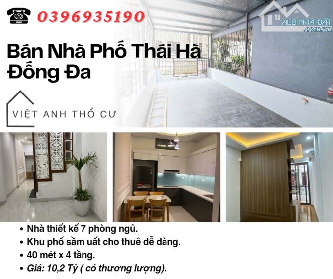 Bán nhà Phố Thái Hà, Khu Hiếm Nhà Bán, Nhà 7 Phòng Ngủ, 40mx5T, Giá: 10.2 Tỷ.