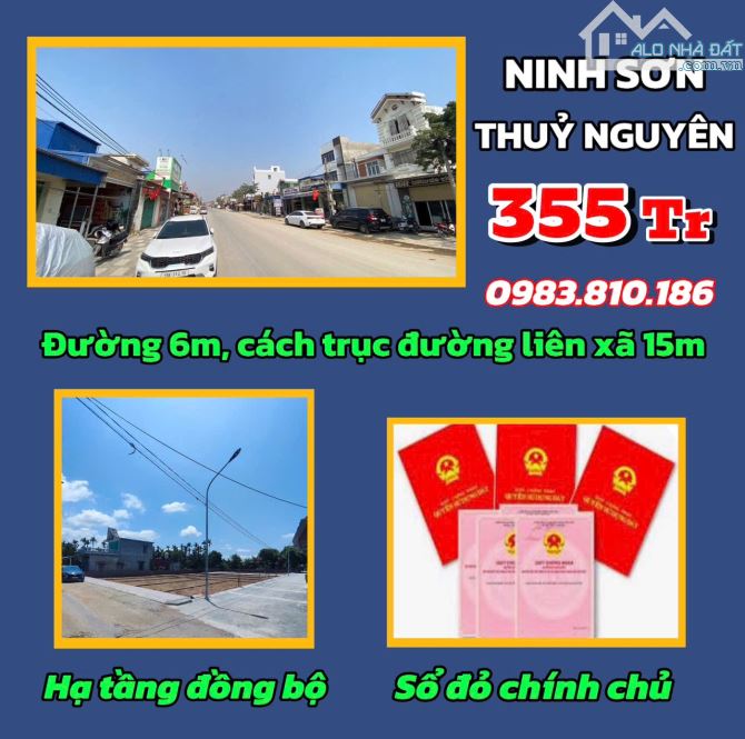 Bán lô đất 60m2 đường 6m Ninh sơn TP Thuỷ Nguyên Hải phòng giá chi 335tr