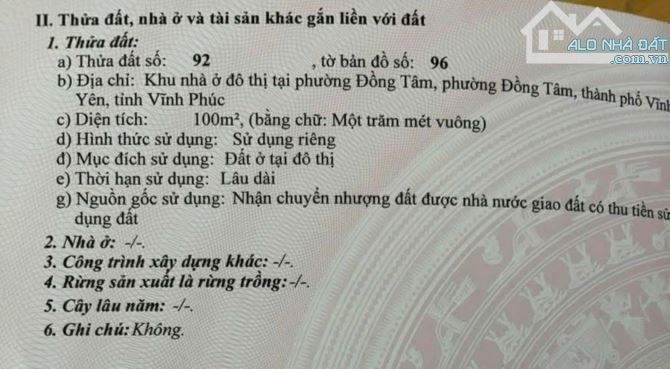 Bán đất tại phân lô tại Đồng tâm, Vĩnh yên, Vĩnh Phúc. Giá 2.85 tỷ - 1