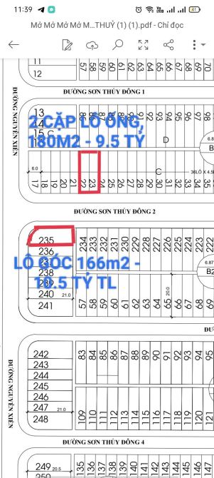 BÁN LÔ GÓC 2 MẶT TIỀN 168M2 ĐƯỜNG 7.5m NGUYỄN XIỂN VÀ SƠN THUỶ ĐÔNG 2. - 1