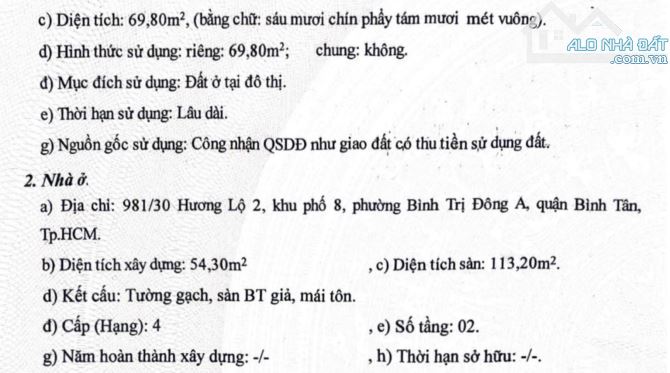 Bán nhà ở kết hợp cho thuê Hương Lộ 2- gần Ngã Tư 4 xã- Tân Tạo - Bình Tân - 2