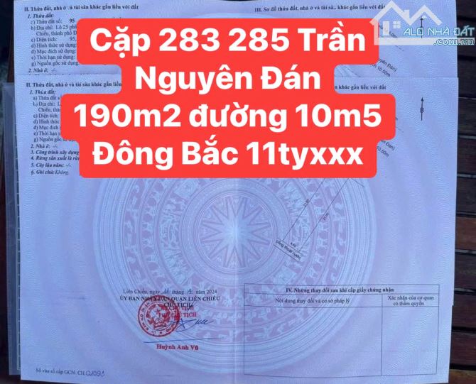 Bán Cặp Đất Mặt Tiền 283 285 Trần Nguyên Đán Hòa Minh Liên Chiểu gần biển Sạch Đẹp