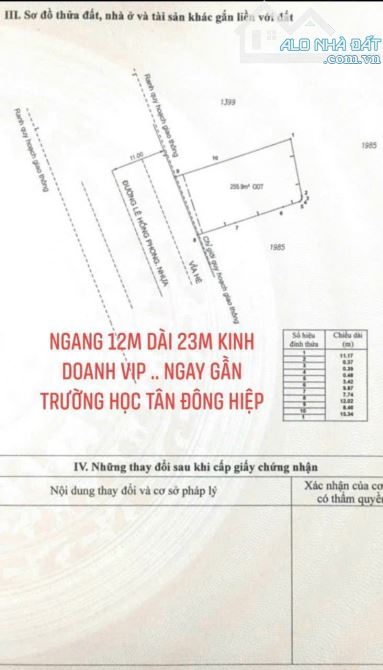 Bán Đất Ngang 12m , Mặt Tiền Lê Hồng Phong , Dĩ An , Bình Dương