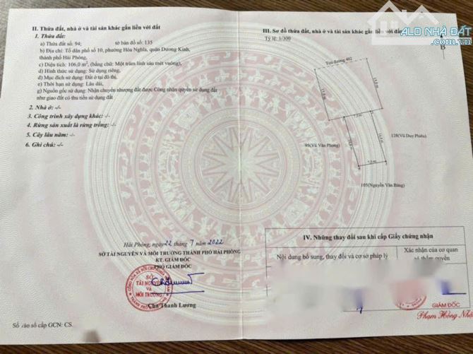 Siêu phẩm 106m2 ngang 7,5 Tư Thủy,Hòa Nghĩa,Dương Kinh,kinh doanh buôn bán, dân cư đông. - 1