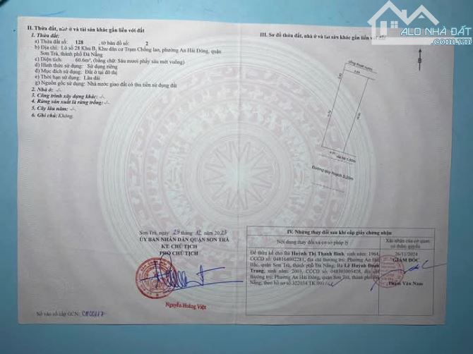 Bán lô đất đường phan bôi.sát nguyễn công trứ ăn hải đông sơn trà TP ĐÀ NẴNG - 2