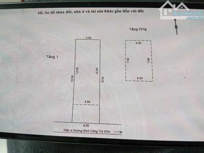 Nhà Mê Lững Kiệt Đinh Công Trứ Công Năng : 2p ngủ 1wc  Diện Tích : 68m Ngang 4m5 Hướng : N