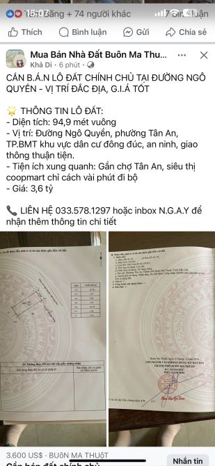 LÔ ĐẤT PHƯỜNG TÂN LỢI GIÁ CHỈ 1,39 TỈ - NGAY TRUNG TÂM. Dt 5x13m - TC 100% - HƯỚNG ĐÔNG