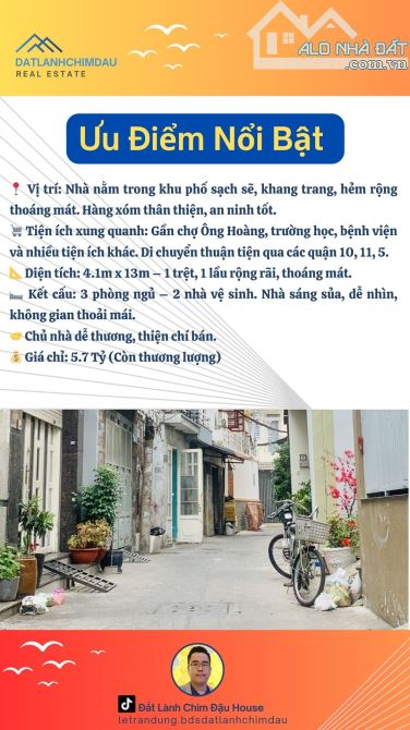 🏡 Nhà 4.1x13m, 3PN, hẻm rộng, gần chợ Ông Hoàng – Chỉ 5.7 Tỷ! 💰 (Thông tin thật 100%) - 1