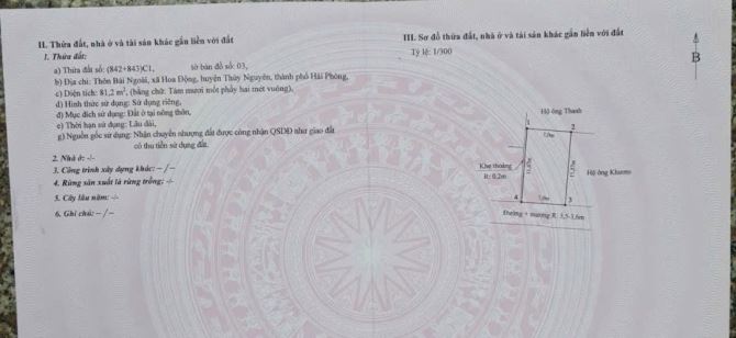 Bán lô đất đẹp nhìn thẳng ra sân bóng Bái Ngoài - Hoa Động đường 7 chỗ giá 1.x tỷ - 1