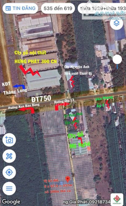 Bán Ngộp 337m2 TC 100m gần KCN BB,Chỉ 170Tr Có Ngay Lô Đất Xây Trọ,Kho - 1