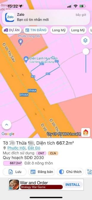 MẶT TIỀN TRỤC CHÍNH TỈNH LỘ 44A (Võ Thị Sáu) - cách biển PHƯỚC HẢI chỉ 1.5KM - Đất Đỏ - 2