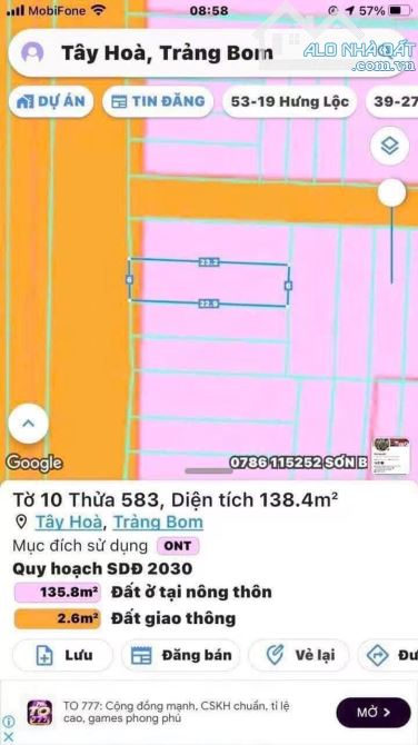 bán đất nền thổ cư 138m2 tại tây hòa trảng bom - 3