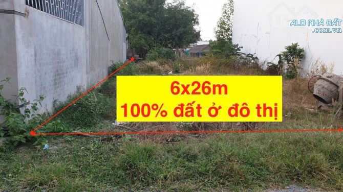 Lô đất thị trấn Củ Chi 159m2 6x26m, phía sau chợ Quảng Việt. Đất đô thị dân cư sầm uất 2ty - 4