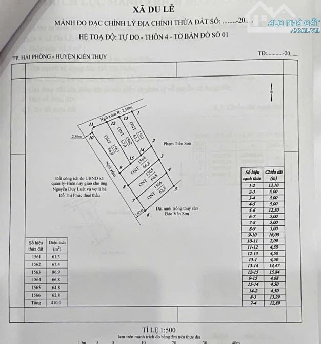 Siêu phẩm F0 hơn 400tr sở hữu 67m2 ngõ 3,5m tại Thôn 4 xã Du Lễ  Kiến Thuỵ