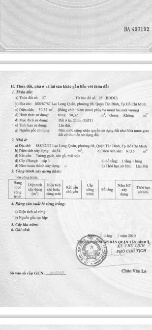 Bán nhà số độc lạ 888/67/67 Lạc long Quân  phường 8 Tân Bình  10 tỷ 5 có thương lượng - 1