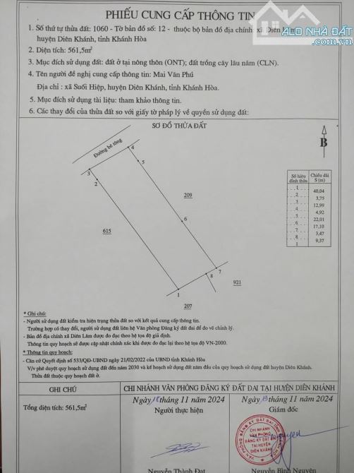 Bán 561m2 (230m2 ONT) - đường Cây Thị - Diên Lâm . Cách UBND 300m . Phù hợp tách lô ... - 3