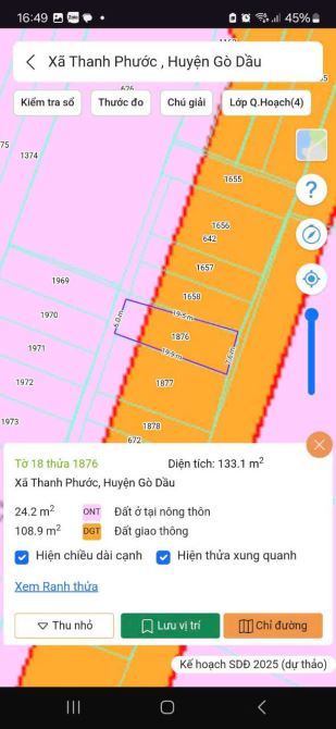 CHÍNH CHỦ CẦN BÁN ĐẤT TẠI XÃ THANH PHƯỚC, GÒ DẦU, TÂY NINH - DT: 121,5M2 - GIÁ: 700TRIỆU - 3