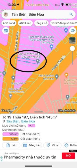 D001 Bán lô đất mặt tiền 145m2 đường vào GX Hà Phát vs  UBND P.Tân Biên  - Giá Chỉ 3tỉ6 - 5